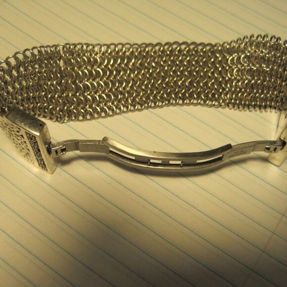 Lois Hill bracelet sterling chainmail bracelet with stainless steel snap closure - Picture 7 of 9